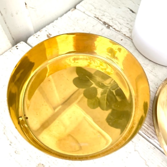 Vtg Heavy Brass Round Trinket Box Bowl Dish Enamel Lid With Flowers India 4.75” - Picture 5 of 9